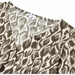 Prénatal voedingstop lange mouwen all over print beige