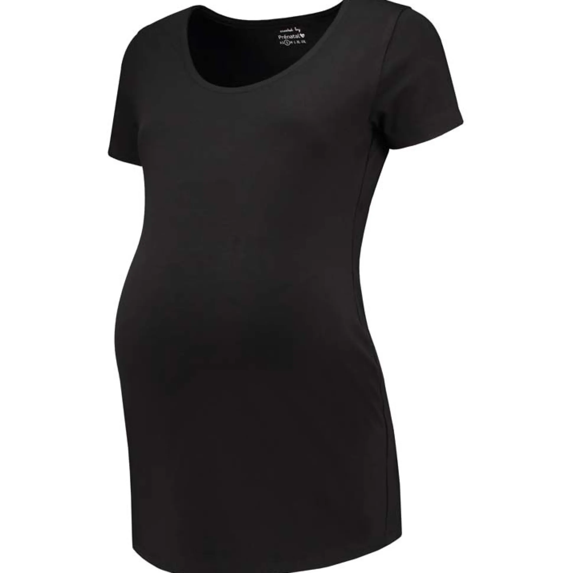 Prénatal zwangerschaps T-shirt korte mouwen effen zwart
