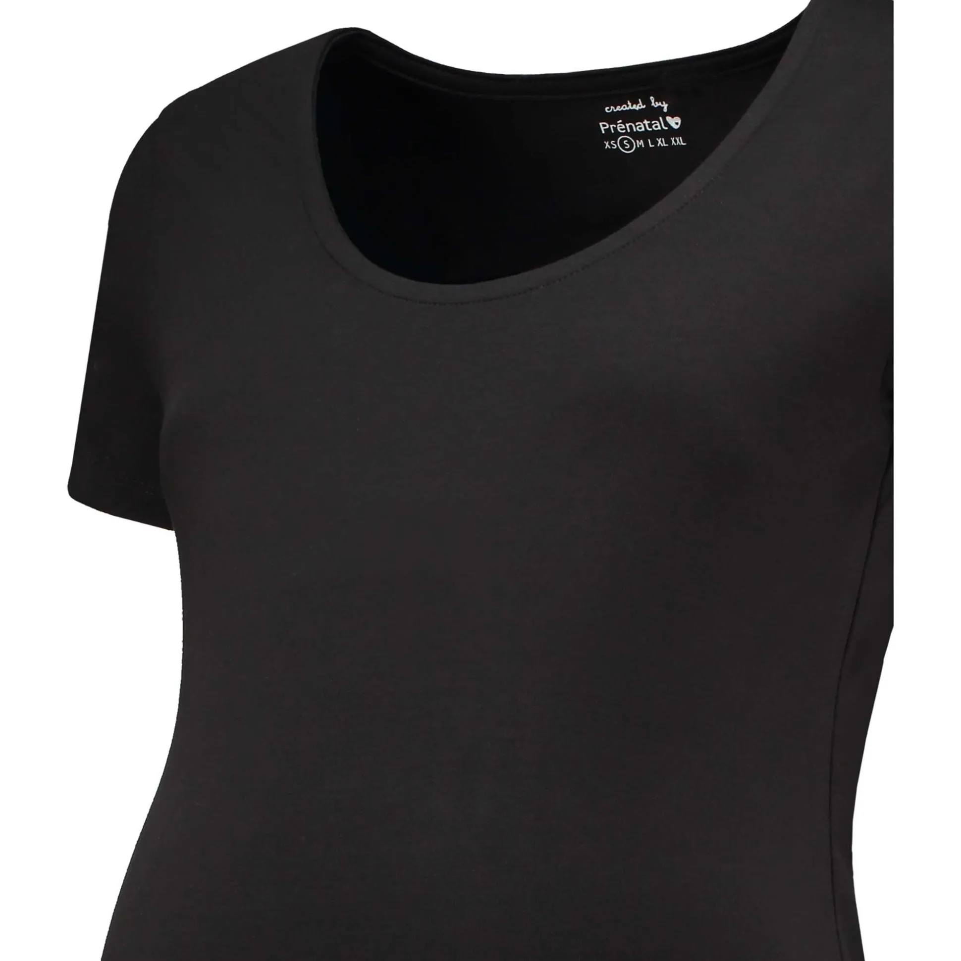 Prénatal zwangerschaps T-shirt korte mouwen effen zwart