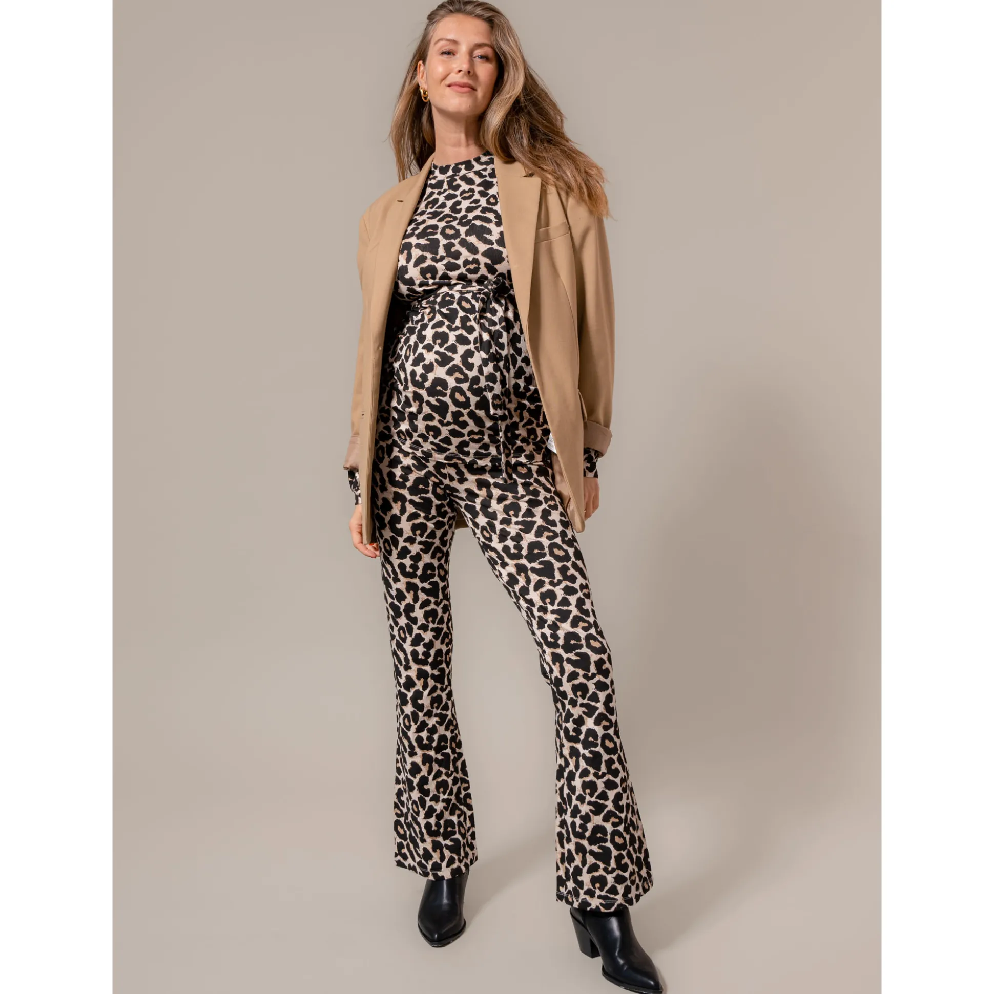 Prénatal zwangerschapsbroek lang all over print beige