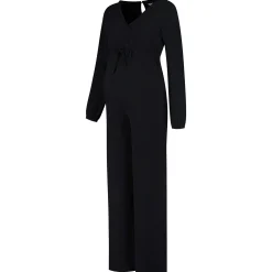 Prénatal zwangerschapsjumpsuit lange mouwen effen zwart