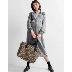 Prénatal zwangerschapsjurk maxi effen grijs