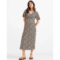 Prénatal zwangerschapsjurk korte mouwen all over print multi