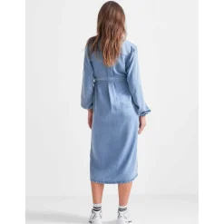 Prénatal zwangerschapsjurk lange mouwen effen blauw