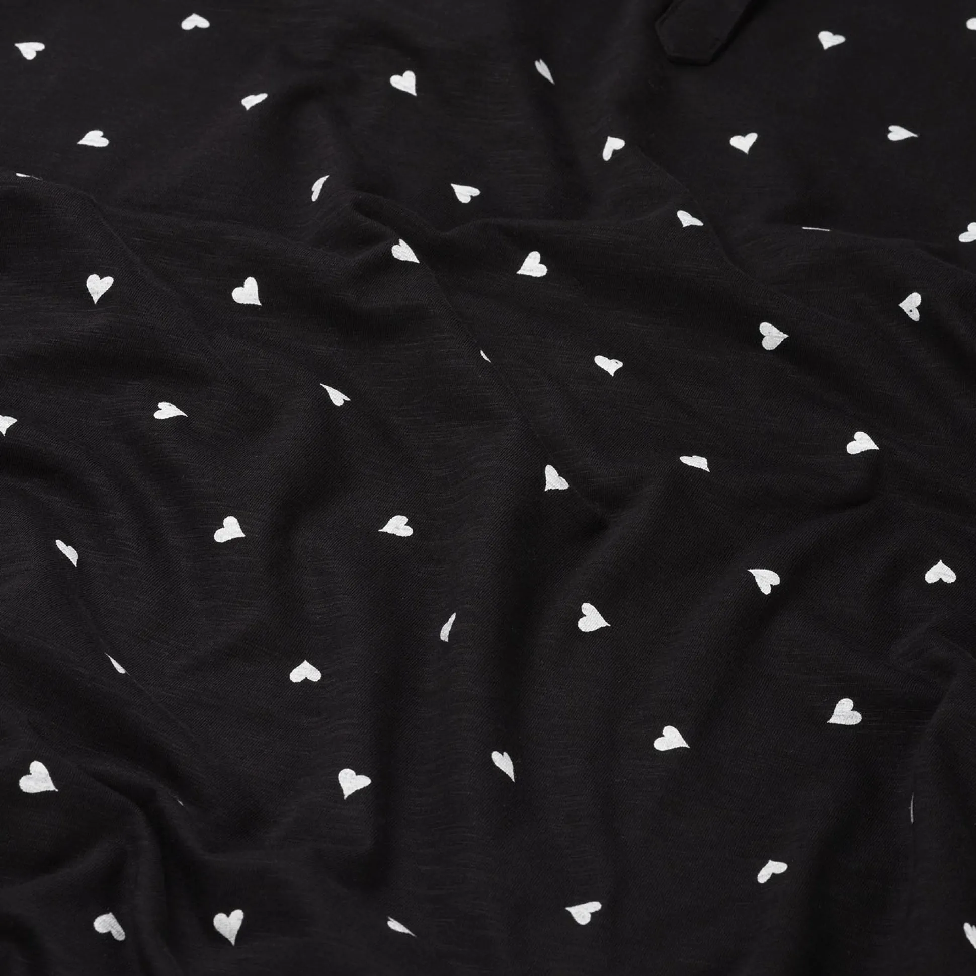 Prénatal zwangerschapsnachtjapon korte mouwen hartjes zwart