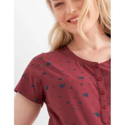 Prénatal zwangerschapsnachtjapon korte mouwen hartjes rood