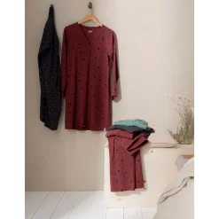 Prénatal zwangerschapsnachtjapon lange mouwen all over print grijs