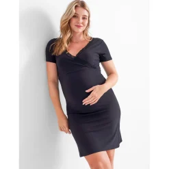 Prénatal zwangerschapspyjama lange mouwen all over print zwart