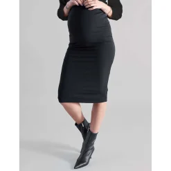 Prénatal zwangerschapsrok rib knielengte effen zwart