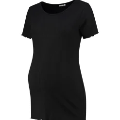 Prénatal zwangerschapsshirt korte mouwen effen zwart