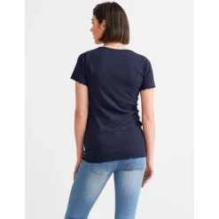 Prénatal zwangerschapsshirt korte mouwen effen blauw