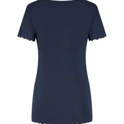Prénatal zwangerschapsshirt korte mouwen effen blauw