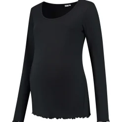 Prénatal zwangerschapsshirt lange mouwen effen zwart