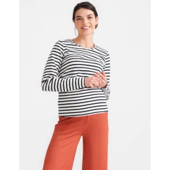 Prénatal zwangerschapsshirt lange mouwen strepen zwart