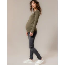 Prénatal zwangerschapsshirt lange mouwen effen groen