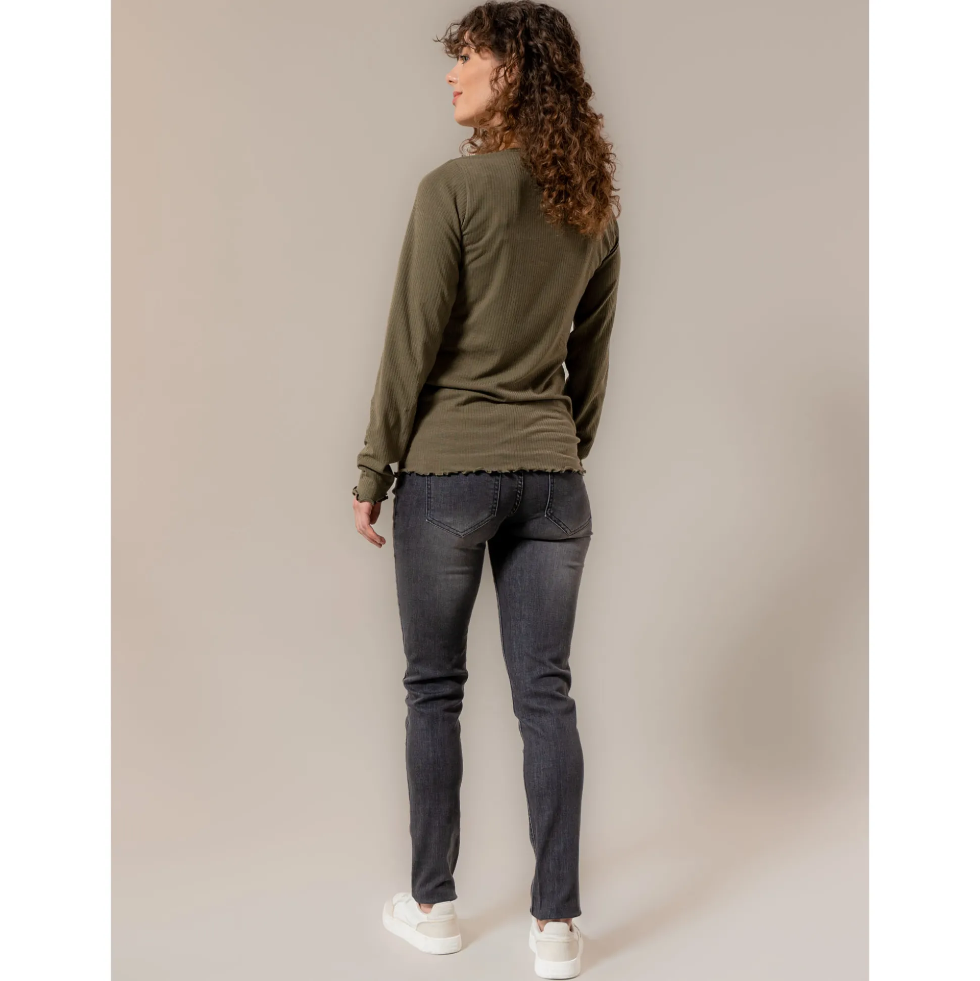 Prénatal zwangerschapsshirt lange mouwen effen groen