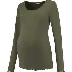 Prénatal zwangerschapsshirt lange mouwen effen groen