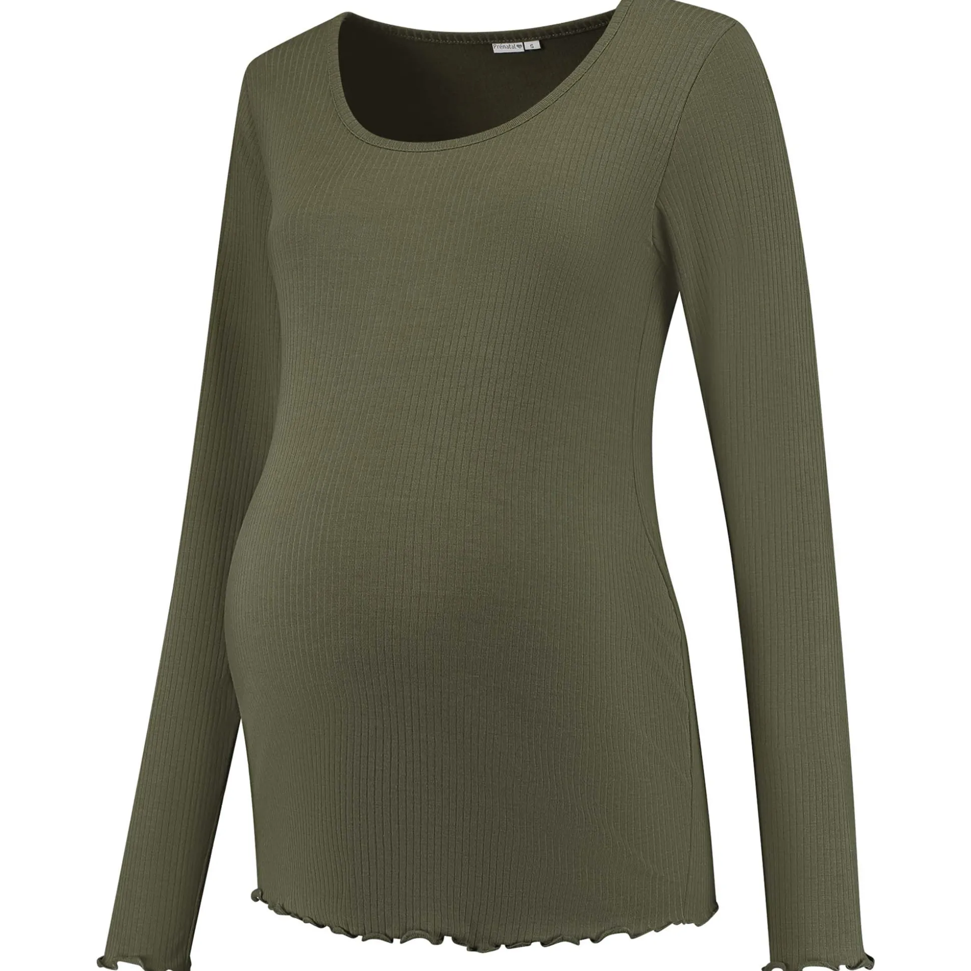 Prénatal zwangerschapsshirt lange mouwen effen groen