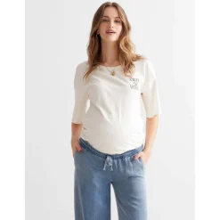 Prénatal zwangerschapsshirt driekwart mouwen bloemen wit