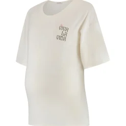 Prénatal zwangerschapsshirt driekwart mouwen bloemen wit