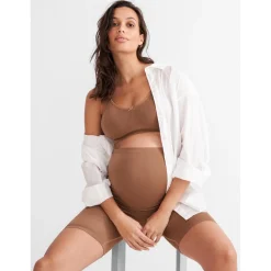 Prénatal zwangerschapsshort seamless lang  effen bruin