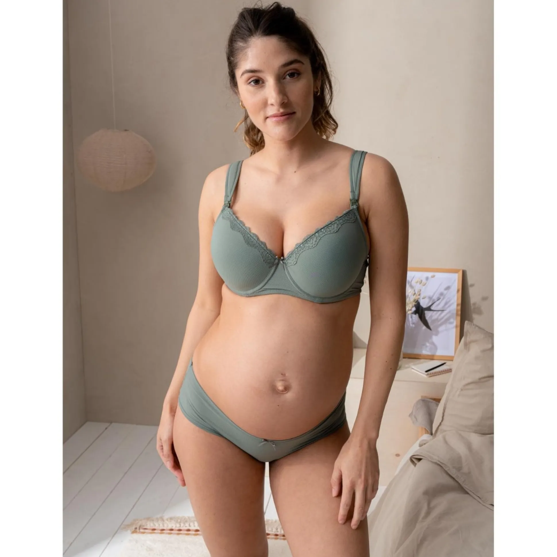 Prénatal zwangerschapsslip effen groen