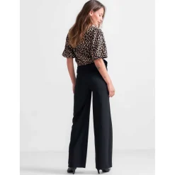 Prénatal zwangerschapstop korte mouwen panterprint bruin