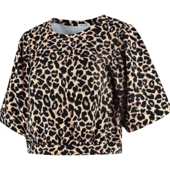 Prénatal zwangerschapstop korte mouwen panterprint bruin