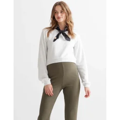 Prénatal zwangerschapstop lange mouwen effen grijs