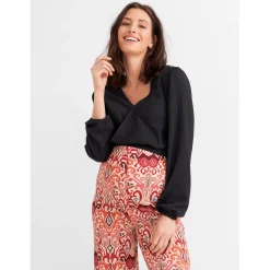 Prénatal zwangerschapstop lange mouwen effen zwart