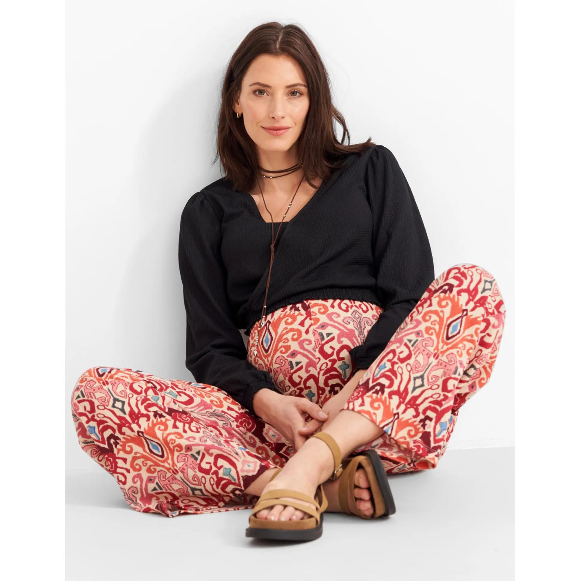 Prénatal zwangerschapstop lange mouwen effen zwart