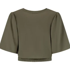 Prénatal zwangerschapstop korte mouwen effen groen