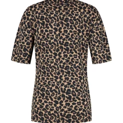 Prénatal zwangerschapstop korte mouwen panterprint zwart