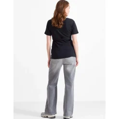 Prénatal zwangerschapstop korte mouwen effen zwart