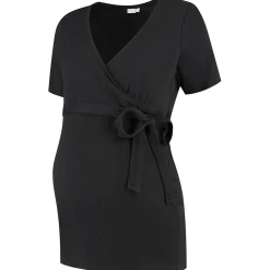 Prénatal zwangerschapstop korte mouwen effen zwart