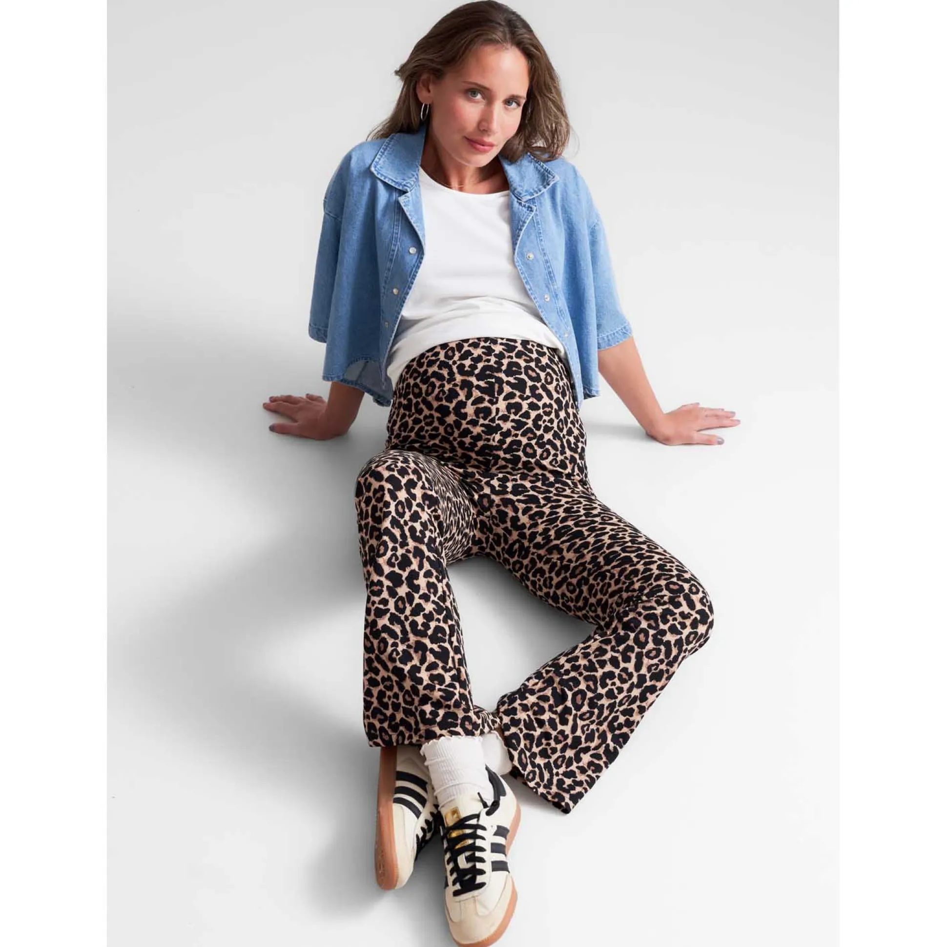 Prénatal zwangerschapstop driekwart mouwen effen blauw