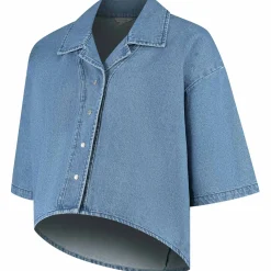 Prénatal zwangerschapstop driekwart mouwen effen blauw