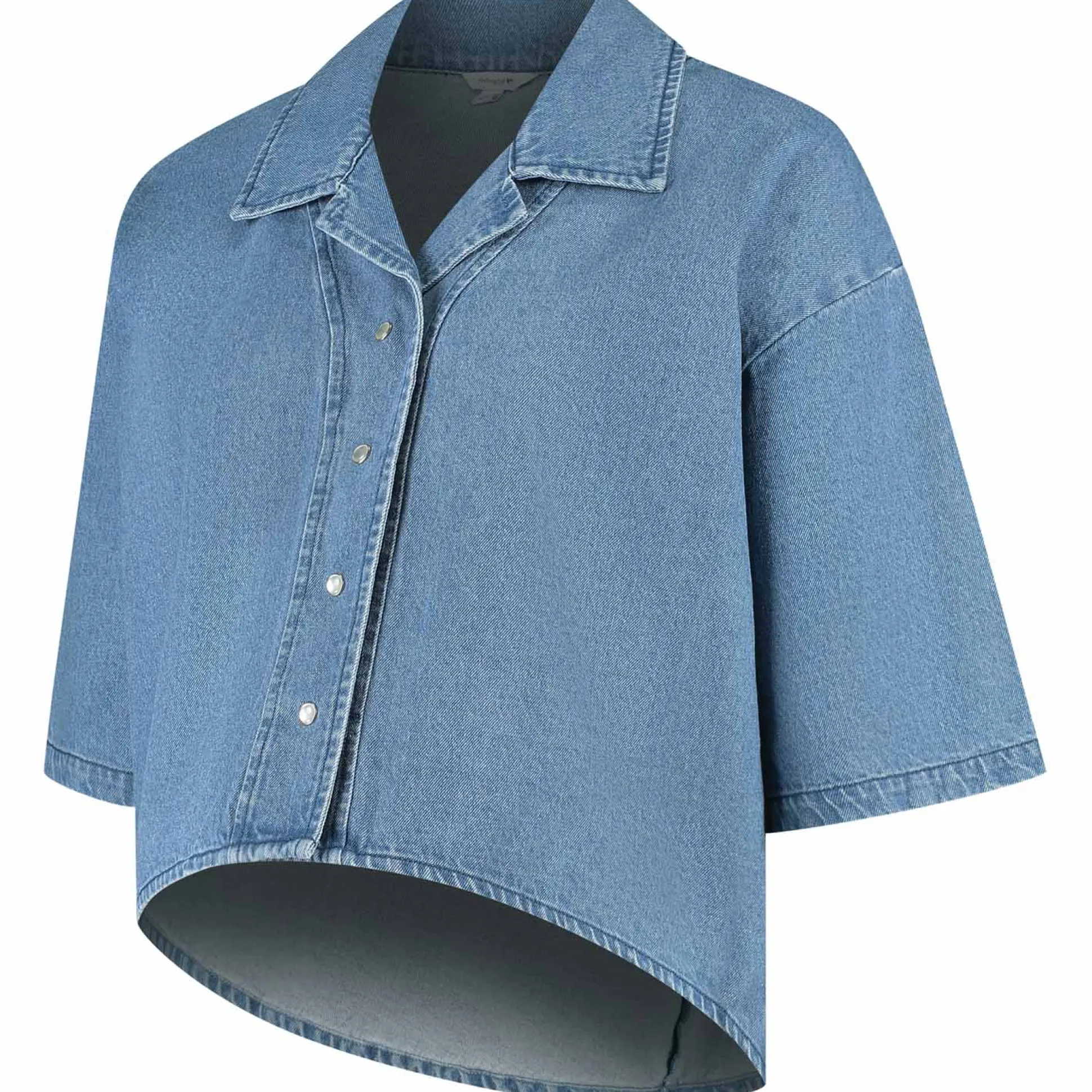 Prénatal zwangerschapstop driekwart mouwen effen blauw