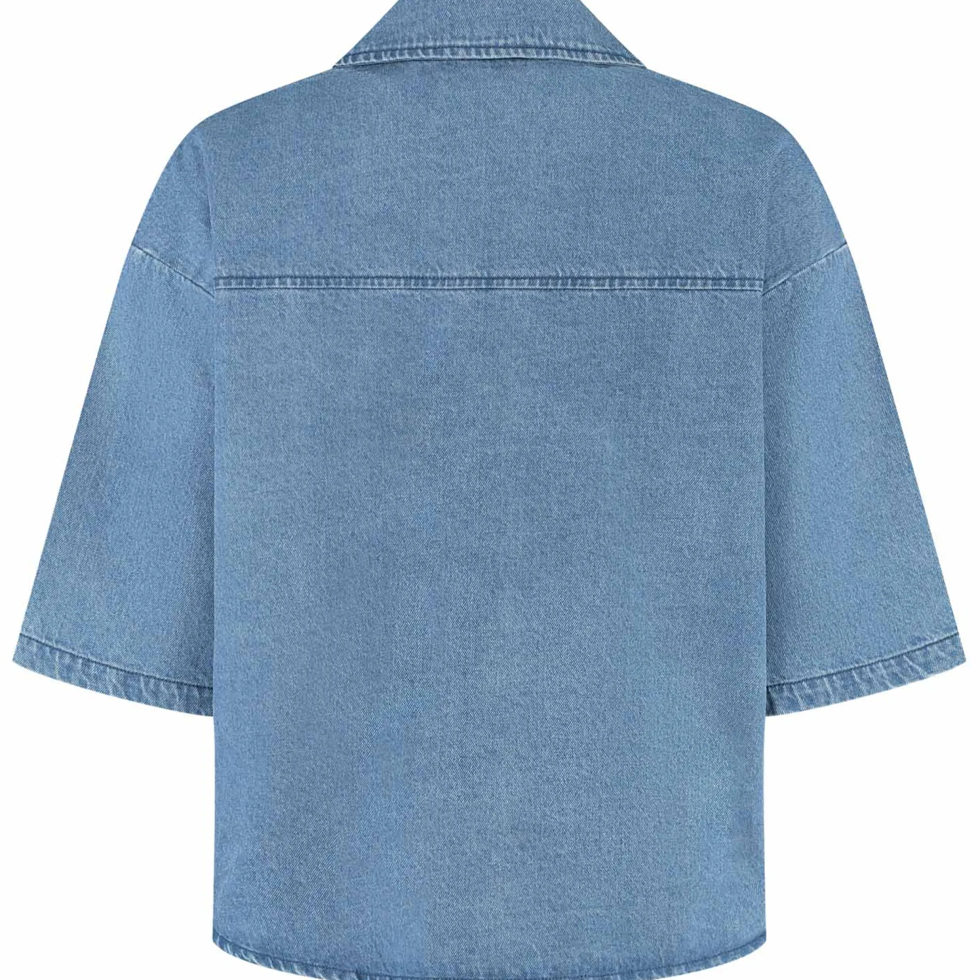 Prénatal zwangerschapstop driekwart mouwen effen blauw