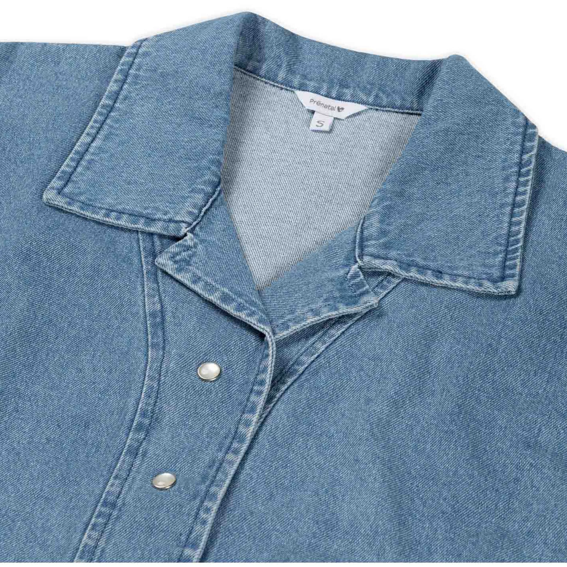 Prénatal zwangerschapstop driekwart mouwen effen blauw