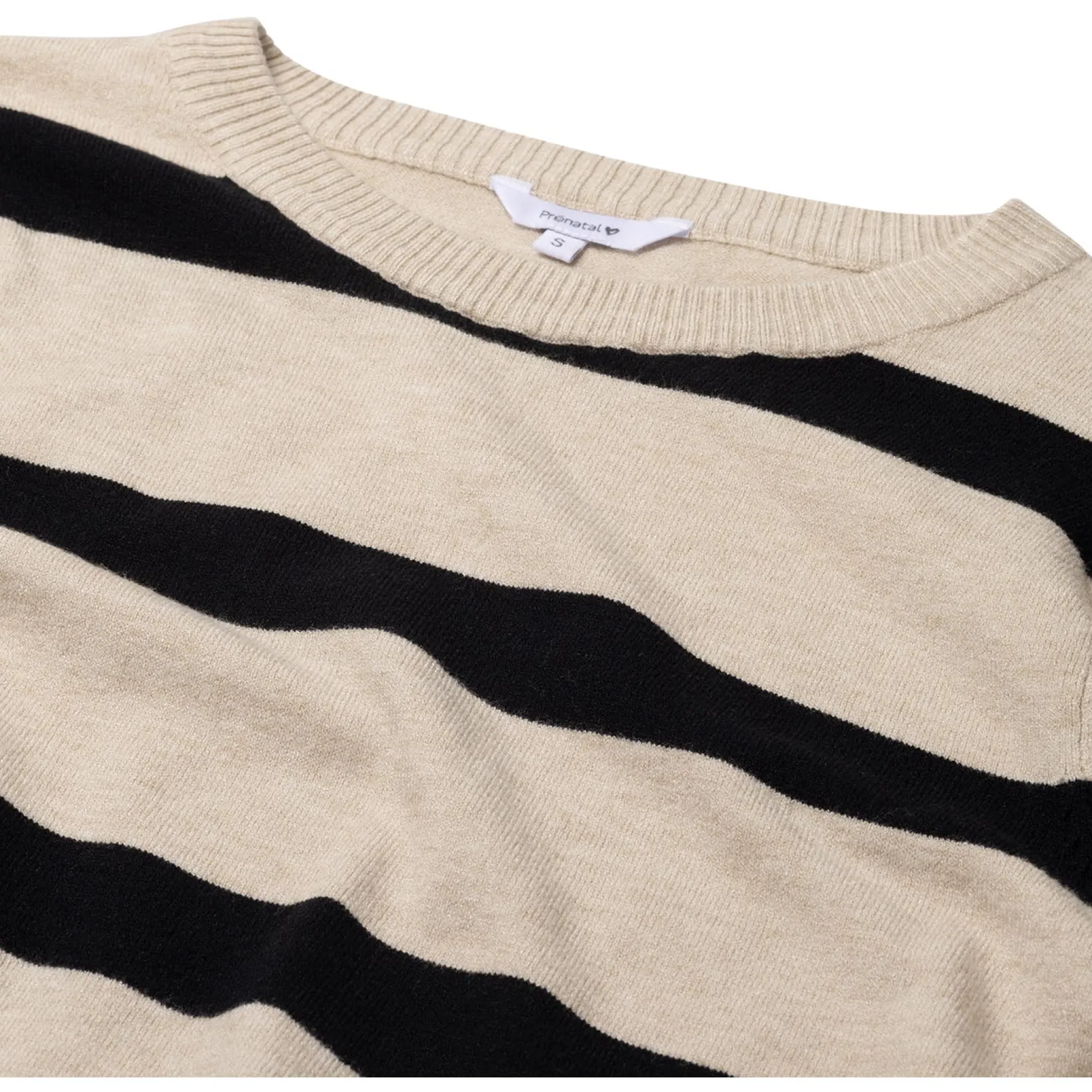 Prénatal zwangerschapstrui lange mouwen strepen beige