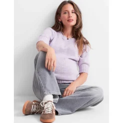 Prénatal zwangerschapstrui driekwart mouwen effen paars