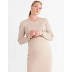 Prénatal zwangerschapstrui lange mouwen effen beige