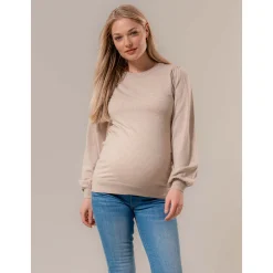 Prénatal zwangerschapstrui lange mouwen effen beige