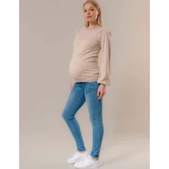 Prénatal zwangerschapstrui lange mouwen effen beige