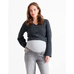 Prénatal zwangerschapsvest lange mouwen effen antraciet