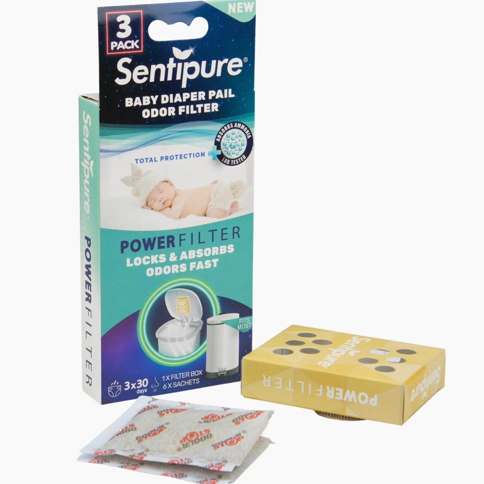 Sentipure Luieremmer geurfilter 3 pack wit