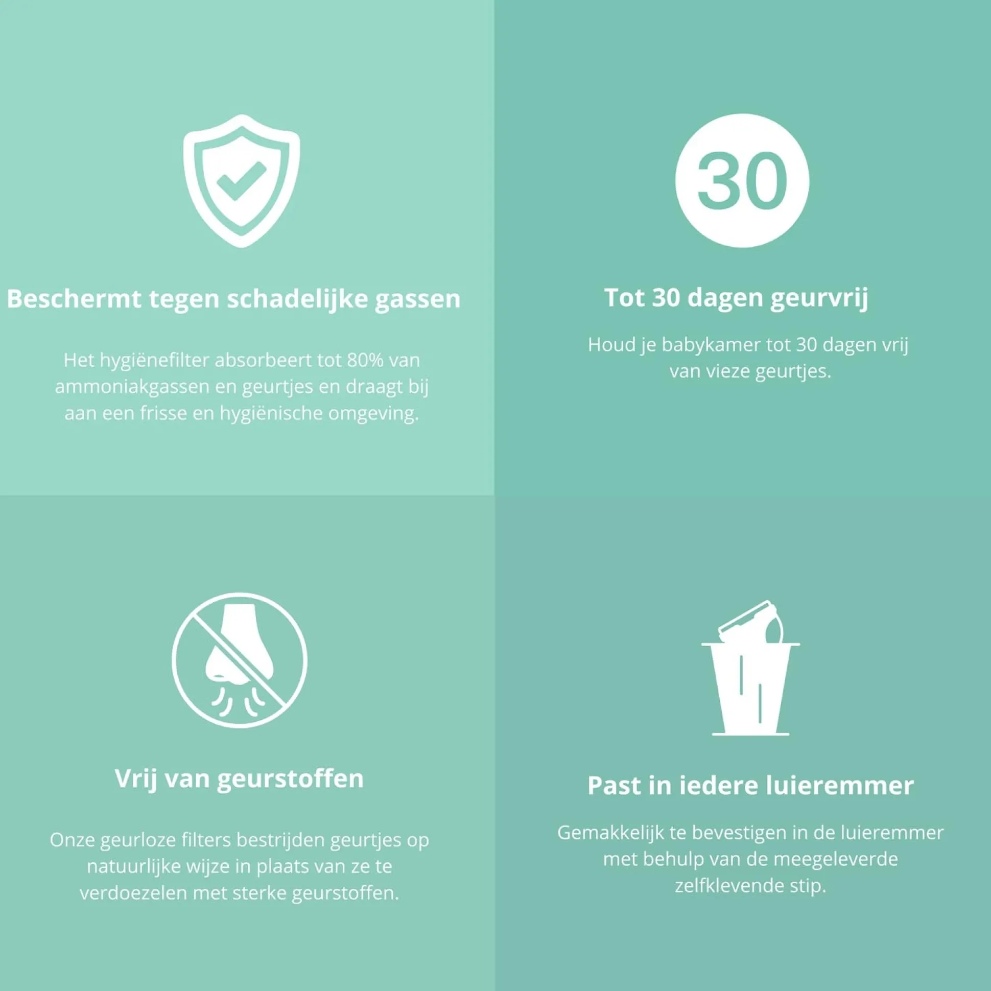 Sentipure Luieremmer geurfilter 3 pack wit