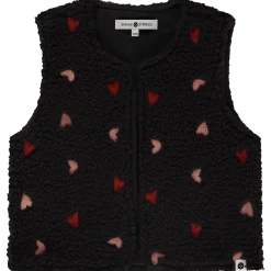 Stains & Stories peuter gilet mouwloos hartjes zwart