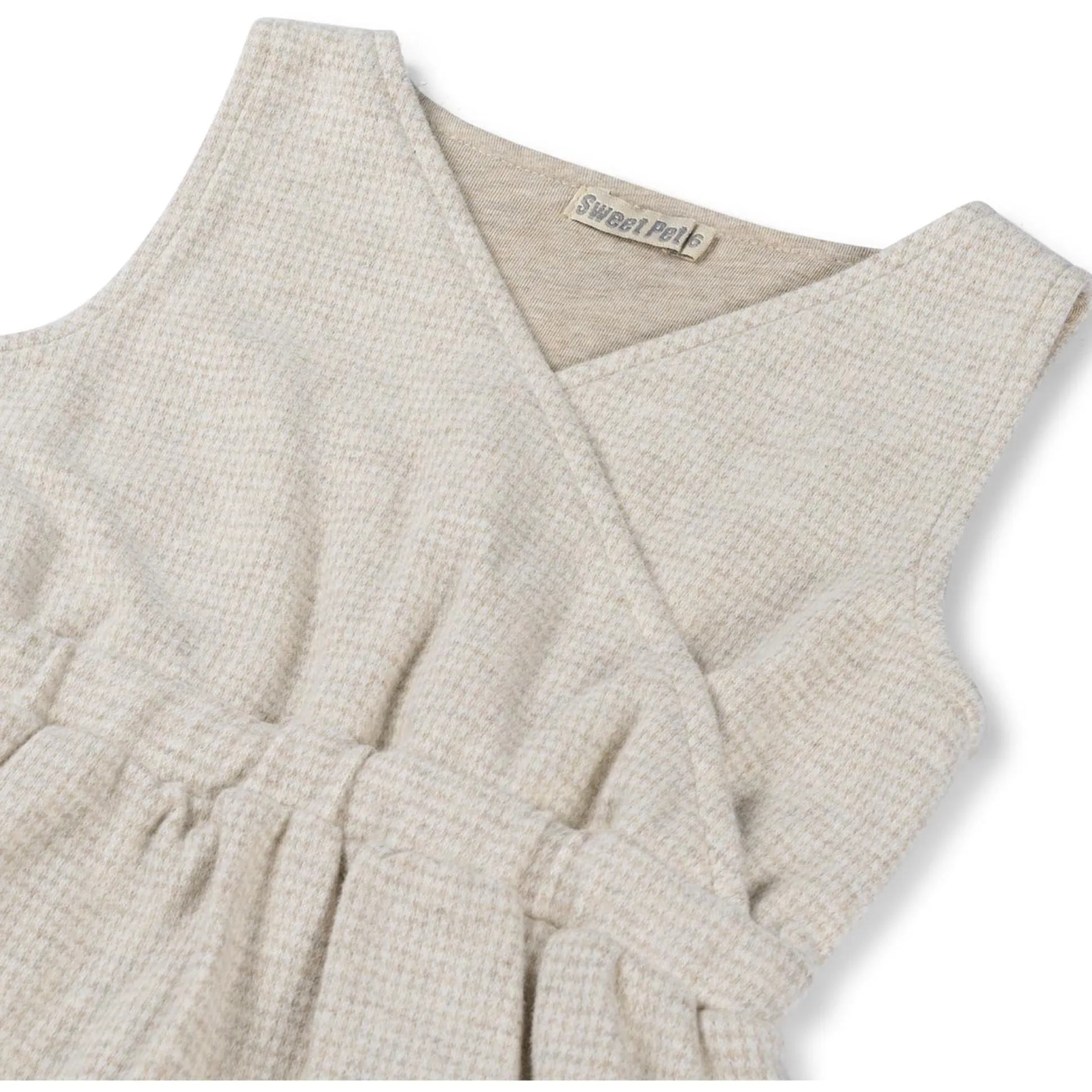 Sweet Petit baby jurk Merel mouwloos ruit beige